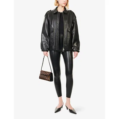 Commando Womens Croc Animal-print Faux Leather Leggings In Black