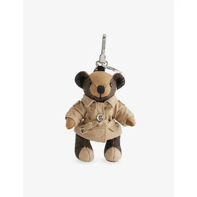Burberry Womens Archive Beige Thomas Bear Cashmere And Woven Bag Charm In Brown