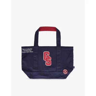 Gymshark Womens Gs Heavy Blue Collegiate Branded Cotton-canvas Tote Bag