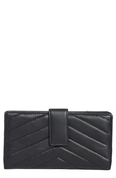 Mundi Small Leather Goods Quilted Tab Frame Clutch In Black