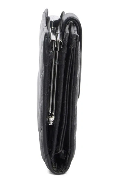 Mundi Small Leather Goods Quilted Tab Frame Clutch In Black