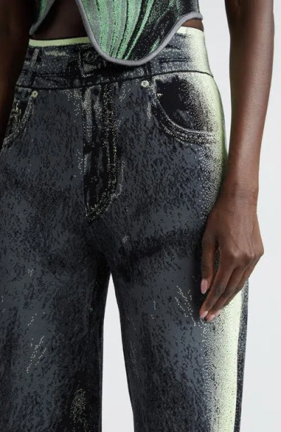 Ph5 Womens Black Green Zahra Wide-leg High-rise Recycled Viscose And Rayon-blend Knitted Trousers In Black