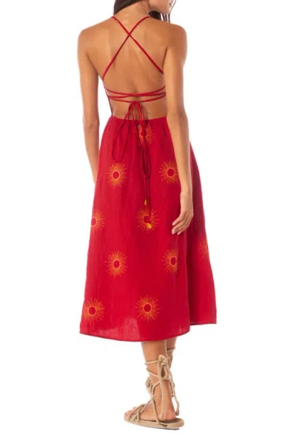 Maaji Eclipse Remi Linen Cover-up Midi Sundress In Red