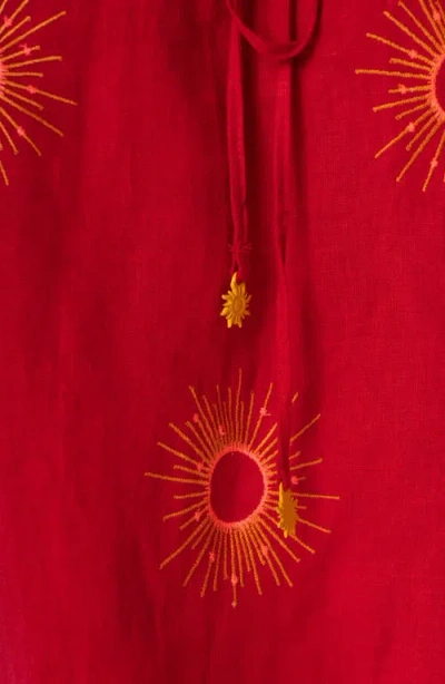 Maaji Eclipse Remi Linen Cover-up Midi Sundress In Red