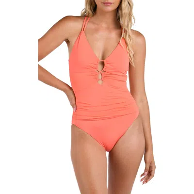 La Blanca Lace-up Underwire One-piece Swimsuit In Orange