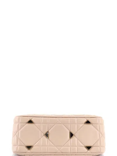Pre-owned Dior Lady 95.22 Bag Cannage Embossed Leather Medium Tote Bag In Neutral