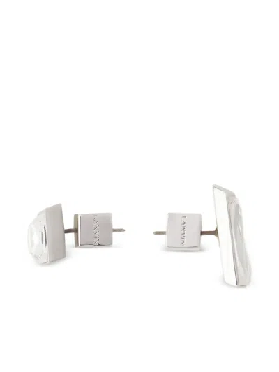 Lanvin Rectangle Stud Earrings In White