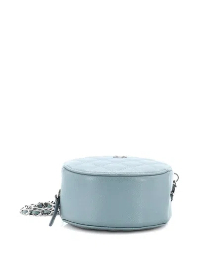 Pre-owned Chanel Round Clutch With Chain Quilted Caviar Mini Crossbody Bag In Blue