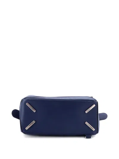 Pre-owned Loewe Puzzle Bag Leather Small Satchel In Blue
