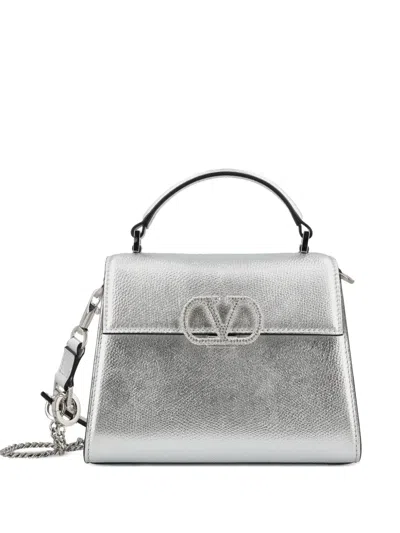 Valentino Logo-detail Tote Bag In Silver