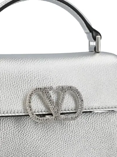 Valentino Logo-detail Tote Bag In Silver