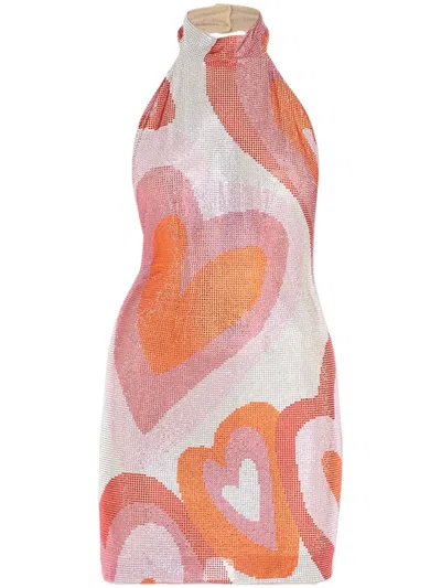 Celia Kritharioti Heart Print Minidress In Multi