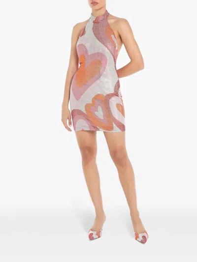 Celia Kritharioti Heart Print Minidress In Multi