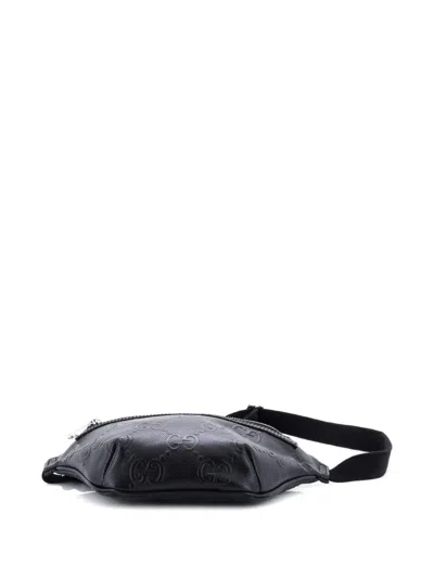 Pre-owned Gucci Gg Embossed Perforated Leather Small Belt Bag In Black