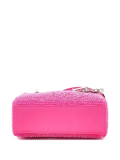 Pre-owned Dior Lady  Bag Embellished Satin Mini Satchel In Pink