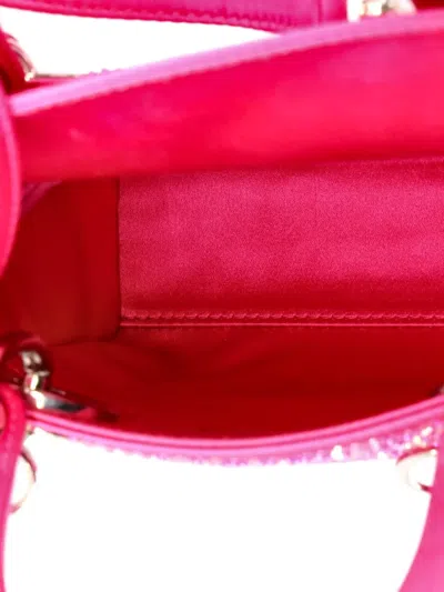 Pre-owned Dior Lady  Bag Embellished Satin Mini Satchel In Pink