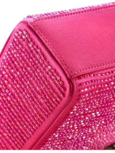 Pre-owned Dior Lady  Bag Embellished Satin Mini Satchel In Pink