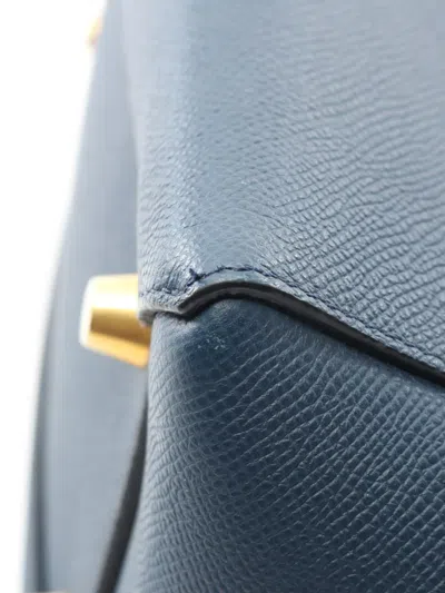 Pre-owned Celine 2010-2025 Mini Grained Calfskin Belt Bag Satchel In Blue