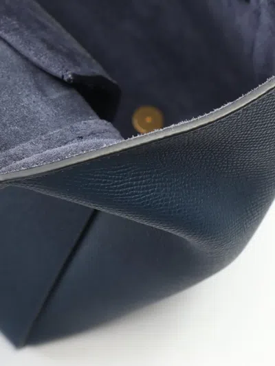 Pre-owned Celine 2010-2025 Mini Grained Calfskin Belt Bag Satchel In Blue