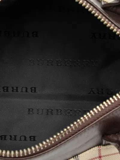 Pre-owned Burberry 2000-2017 House Check Canvas Barrel Handbag In Brown