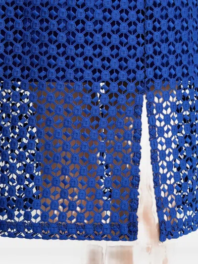 Joseph Ribkoff Guipure Lace Flutter Sleeve Midi Sheath Dress In Royal Sapphire In Blue