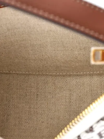 Pre-owned Celine Ava Bag All Over Logo Jacquard Small Shoulder Bag In Neutral