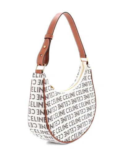 Pre-owned Celine Ava Bag All Over Logo Jacquard Small Shoulder Bag In Neutral