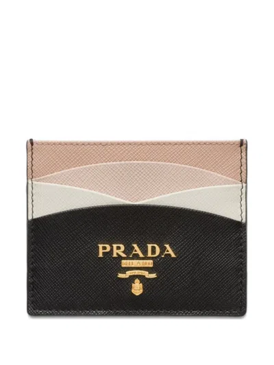 Prada Leather Card Holder In Black