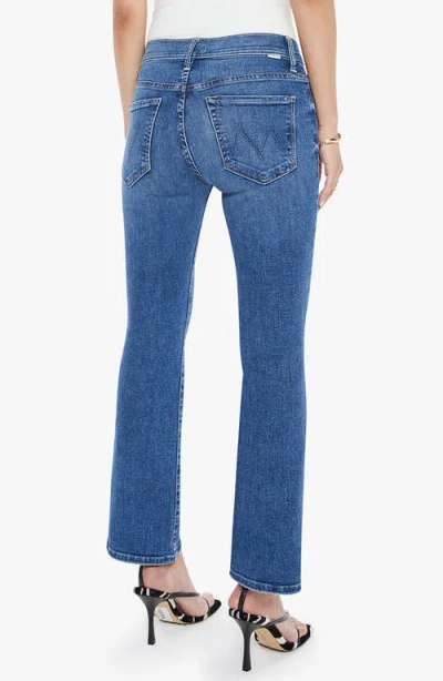 Mother The Outsider Mid Rise Ankle Fray Jeans In Uncharted Waters In Blue