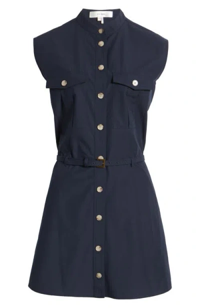 Frame Cap Sleeve Cotton Safari Shirtdress In Blue