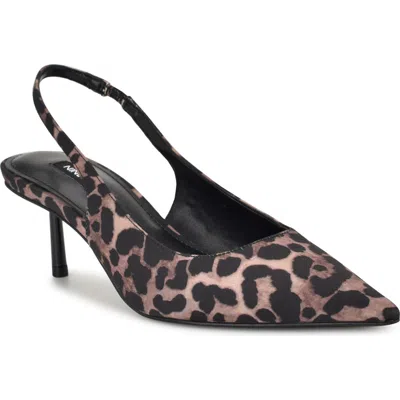 Nine West Hunny Slingback Pointed Toe Pump In Animal Print