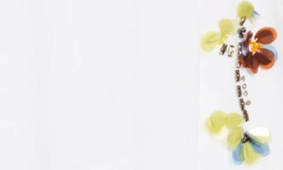 Elie Elie Tahari Sequin Flower Long Sleeve Top In White