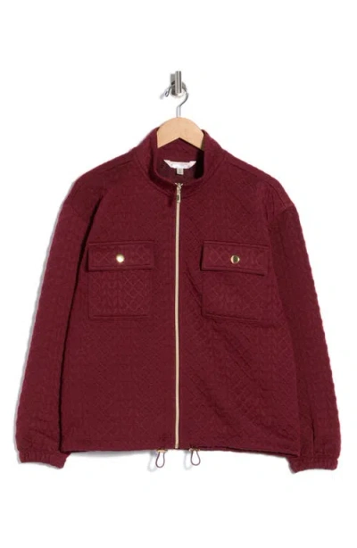 Nanette Lepore Play Quilted Knit Jacket In Burgundy