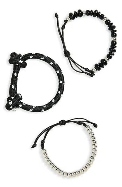 Leith Set Of 3 Paracord Beaded Bracelets In Black