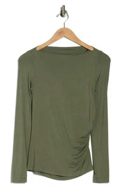 Renee C Boat Neck Knit Top In Green