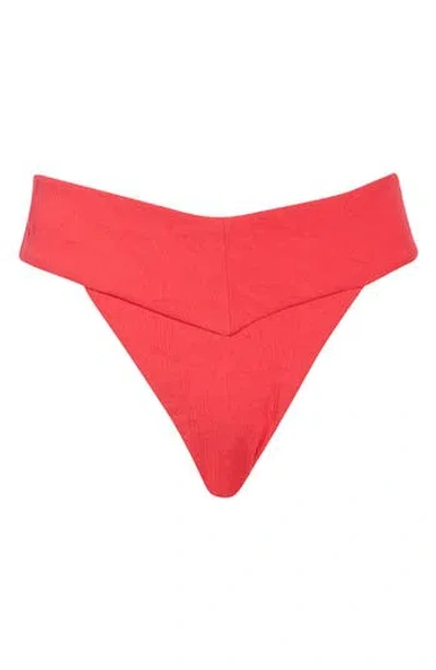 Volcom Blossom Daze Cheeky Bikini Bottoms In Red