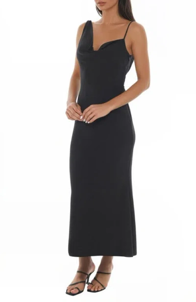 Bebe Airflow Cowl Neck Maxi Dress In Black