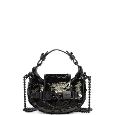 Kurt Geiger London Micro Kingsley Sequin Hobo Bag In Black