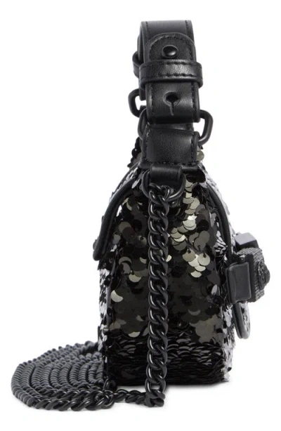 Kurt Geiger London Micro Kingsley Sequin Hobo Bag In Black