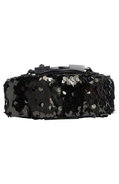 Kurt Geiger London Micro Kingsley Sequin Hobo Bag In Black