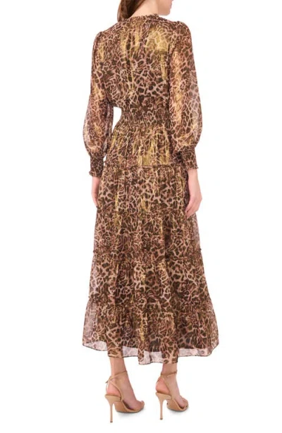Halogen ® Long Sleeve Tiered Midi Dress In Animal Print