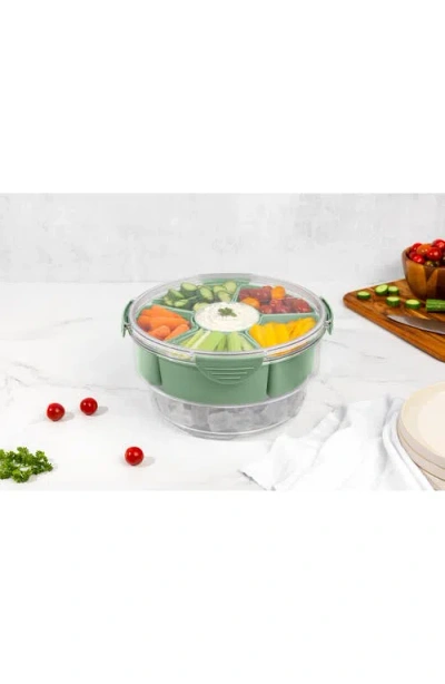 Core Home 6-section Snack Lazy Susan With Ice Compartment In Green