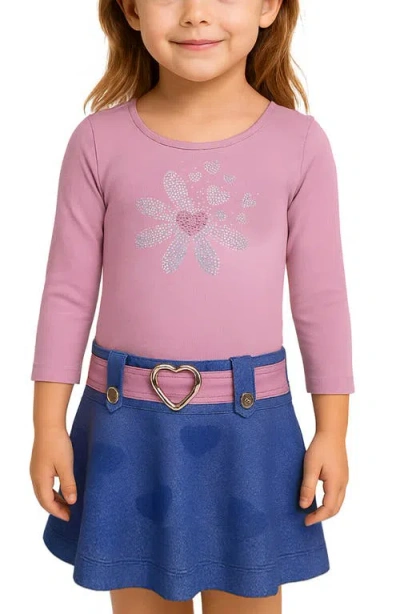 Zunie Kids' Marsha Mixed Media Dress In Multi