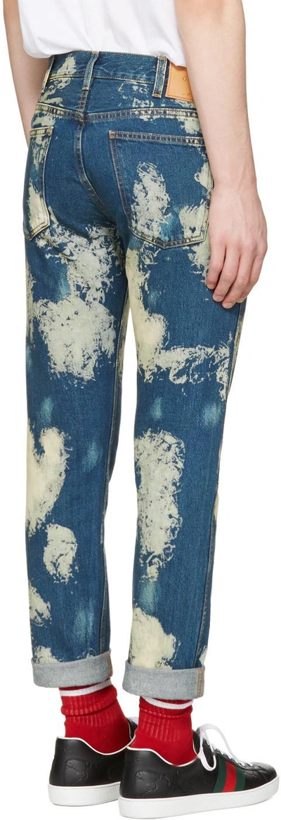 Shop Gucci Blue Bleached Denim Punk Jeans In 4494 Blue