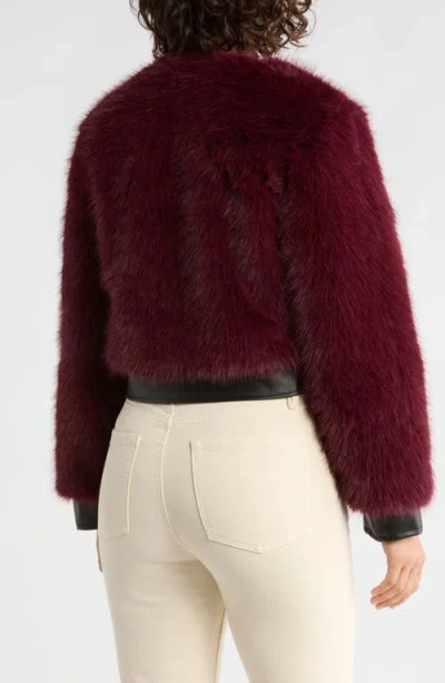 Vigoss Mixed Media Crop Jacket In Burgundy