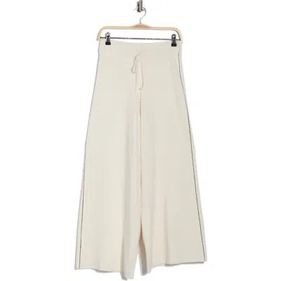 Max Studio Tipped Wide Leg Sweater Pants In White