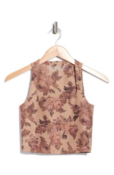 Beyond Yoga Softmark Square Neck Crop Tank In Animal Print