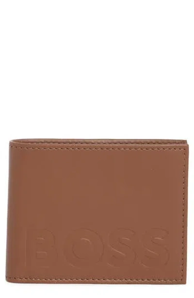 Hugo Boss Boss Laslo Leather Bifold Wallet In Brown
