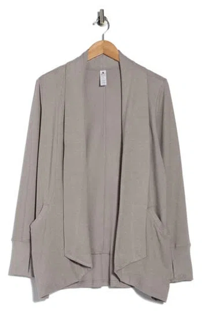 90 Degree By Reflex Marled Piqué Open Front Cardigan In Gray