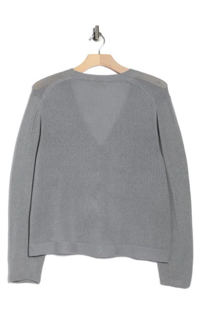 Max Studio V-neck Button Front Cardigan In Gray